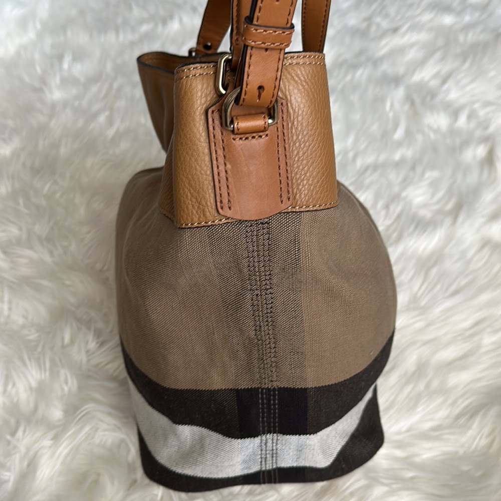Burberry Ashby Tassel Medium Brown Canvas and Calfskin Leather Hobo Bag - Picture 7 of 16